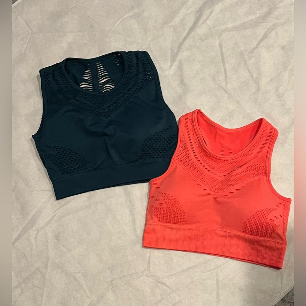 Women’s SAVVI Sports Bra Bundle of 2 Teal & Orange sz S